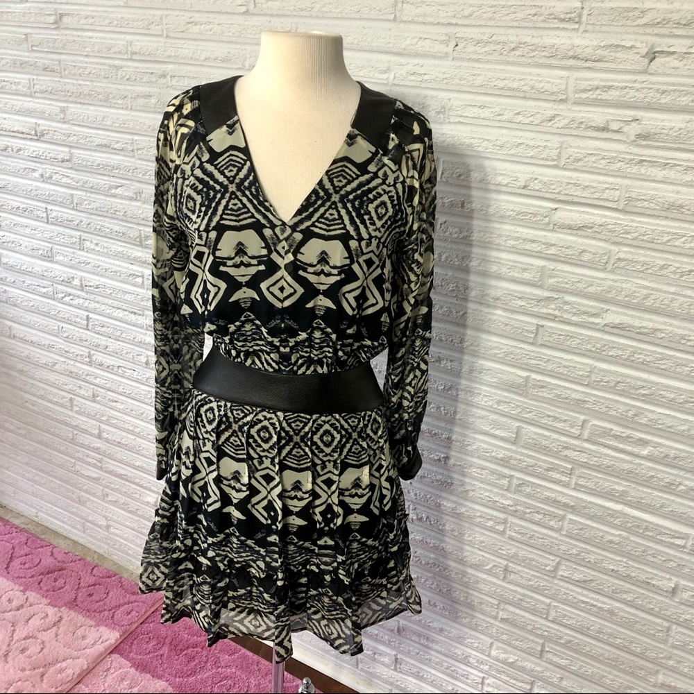 Gypsy05 light long sleeve dress with leather detail